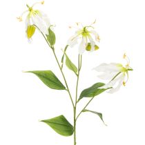 Artikel Künstlicher Gloriosa Blütenzweig 80cm Weiß Gelb Kunststoff Stoff 3 Stk