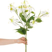 Artikel Künstlicher Gloriosa Blütenzweig 80cm Weiß Gelb Kunststoff Stoff 3 Stk