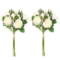 Artikel Künstliche Rosen Bund Creme 36cm, Hochwertige Kunstblumen für Deko