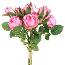 Artikel Künstliche Rosen Pink Bund 36cm 6St Dekoration Seidenblumen