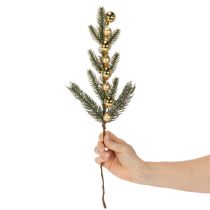 Artikel Künstlicher Tannenzweig mit goldfarbenen Mini-Christbaumkugeln, 46 cm, 2 Stück