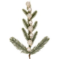 Artikel Künstlicher Tannenzweig mit weißen Mini-Christbaumkugeln, 46 cm, 2 Stück