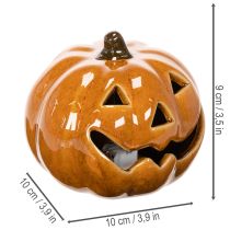 Artikel Keramik Kürbis mit LED, 10 cm, Orange, Halloween-Dekoration