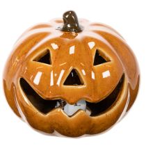 Artikel Keramik Kürbis mit LED, 10 cm, Orange, Halloween-Dekoration