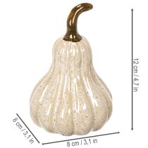 Artikel Deko Kürbis Keramik Creme Beige 12cm Innenbereich