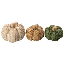 Artikel Deko Kürbis gestrickt Textil 10/8 cm Braun Beige Grün 6er-Set für Innenbereich