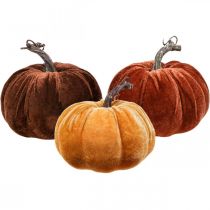 Kürbis Deko Herbst Orange Braun Beflockt Ø12cm 3St