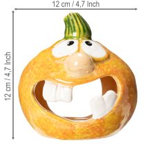 Artikel Keramik Kürbisfiguren Teelichthalter mit Gesicht 12 cm Set 2 Stück