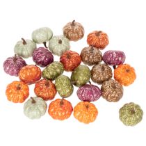 Artikel Mini Kürbisse aus Kunststoff 4 cm 24 Stück Herbstfarben für Innenbereiche