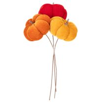 Artikel Deko-Kürbis am Draht aus Samt 8 cm, dreifarbig, Set 9 Stück
