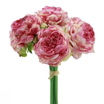 Kunstblumen Deko Künstliche Pfingstrosen Rosa Antik 27cm 7St