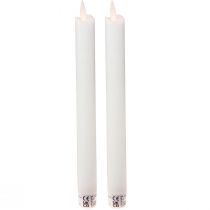 Artikel LED Kerze Wachs Weiß Stabkerzen Set 24cm - Flackernde Flamme, Timer