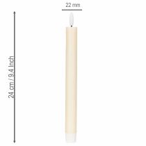 Artikel LED-Spitzkerzen aus Echtwachs, 24 cm, Cremeweiß, warmweißes Licht, 6h-Timer, 2 Stück