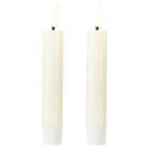 Artikel LED Stabkerzen Creme Warmweiß Echtwachs mit Timer H14,5cm 2er-Set