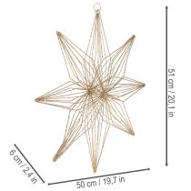 Artikel LED-Deko-Stern aus Draht, 51 cm, goldfarben, batteriebetrieben, für Innenbereich