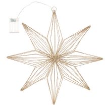 Artikel LED-Deko-Stern aus Draht, 51 cm, goldfarben, batteriebetrieben, für Innenbereich