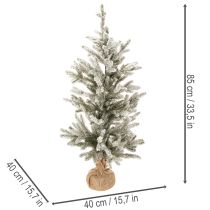 Artikel Künstlicher Tannenbaum beschneit mit 40 LED Lichtern und Jutesack, 85 cm