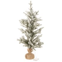 Artikel Künstlicher Tannenbaum beschneit mit 40 LED Lichtern und Jutesack, 85 cm