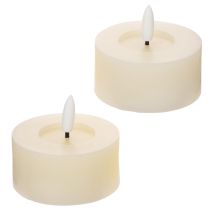 Artikel LED Teelicht Echtwachs Warmweiß Flackereffekt Timer 7 cm Ø 2er-Set