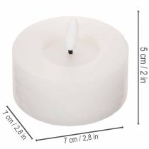 Artikel LED-Teelichter aus Echtwachs, 7 cm Durchmesser x 6 cm, Weiß, warmweiß, 2 Stück mit 6-Stunden-Timer