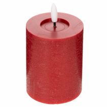 Artikel LED-Stumpenkerze aus Echtwachs, 12 cm, rot, mit Timer und warmweißem Licht