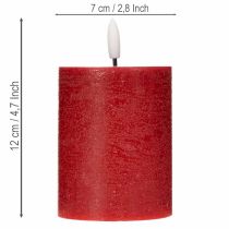 Artikel LED-Stumpenkerze aus Echtwachs, 12 cm, rot, mit Timer und warmweißem Licht