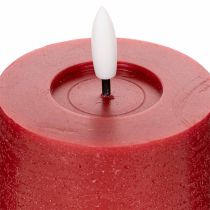 Artikel LED-Stumpenkerze aus Echtwachs, 12 cm, rot, mit Timer und warmweißem Licht