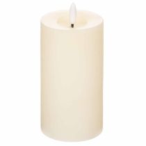 Artikel Echtwachs-LED-Stumpenkerze, 15 cm, Cremeweiß, warmweißes Licht, 6-Stunden-Timer