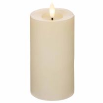 Artikel Echtwachs-LED-Stumpenkerze, 15 cm, Cremeweiß, warmweißes Licht, 6-Stunden-Timer