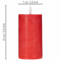 Artikel LED-Stumpenkerze aus Echtwachs, rot, 15 cm, warmweißes Licht mit 6-Stunden-Timer