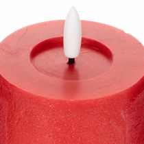 Artikel LED-Stumpenkerze aus Echtwachs, rot, 15 cm, warmweißes Licht mit 6-Stunden-Timer