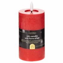 Artikel LED-Stumpenkerze aus Echtwachs, rot, 15 cm, warmweißes Licht mit 6-Stunden-Timer