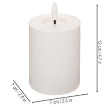 Artikel LED Stumpenkerze flackernd mit Timer Ø7cm H12cm Weiß Kunststoff
