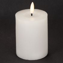 Artikel LED Stumpenkerze flackernd mit Timer Ø7cm H12cm Weiß Kunststoff
