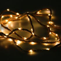 LED Lichterkette Batterie Juteband Warmweiß L295cm