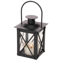 Artikel Laterne Schwarz aus Metall und Glas mit Henkel für Teelicht, 16 cm