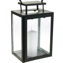 Deko Laterne Schwarz Metall, Glas rechteckig Windlicht 19x15x30,5cm