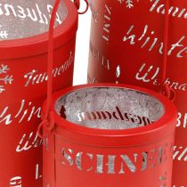 Artikel Deko Laterne Metall Weihnachten Rot, Silbern H23/18/13cm 3er-Set