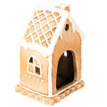 Artikel Teelichthalter Lebkuchenhaus Keramik 13cm braun glasiert