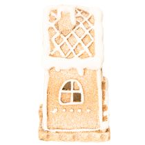 Artikel Teelichthalter Lebkuchenhaus Keramik 13cm braun glasiert