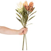 Artikel Kunstblume Protea Leucadendron Kunststoff 65cm Creme Gelb Orange Set 3St Innenbereich