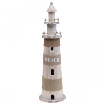 Leuchtturm Holz Deko Weiß, Natur Maritime Deko H44cm