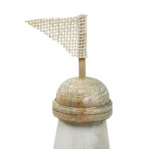 Leuchtturm aus Holz Maritime Holzdeko Blau Weiß H30,5cm