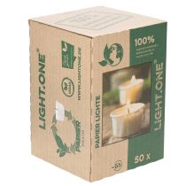 Artikel Nachhaltige Teelichter in Papierhülle Weiß 4cm CO₂-neutral 50er Pack