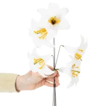 Artikel Kunstblume Lilie weiß mit Draht 12cm Ø 35cm 5St