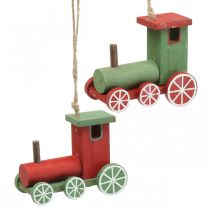 Lokomotive Christbaumschmuck Holz Rot, Grün 8,5×4×7cm 4St