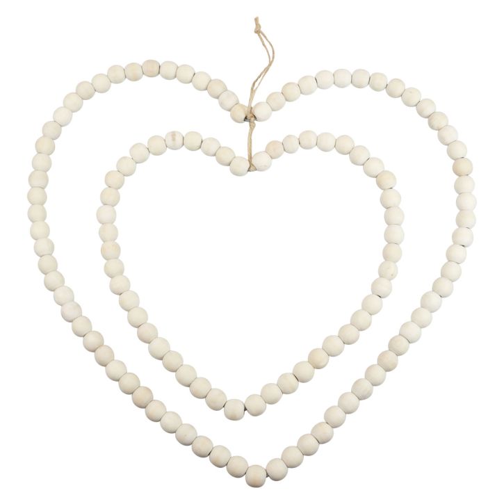 Loop Dekoring Herz aus Holzperlen Hängedeko 38×40,5cm
