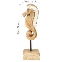 Artikel Mangoholz Deko Seepferdchen mit Perlen maritim 20cm Tischdeko Geschenkidee