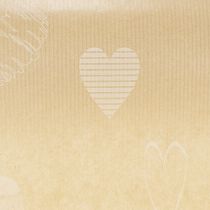 Artikel Manschettenpapier 25cm 100m Natur Herzen – Nassfestes Floristenpapier