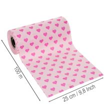Artikel Manschettenpapier Rosa mit Herzmotiv 25 cm x 100 m für Dekoration und Floristik